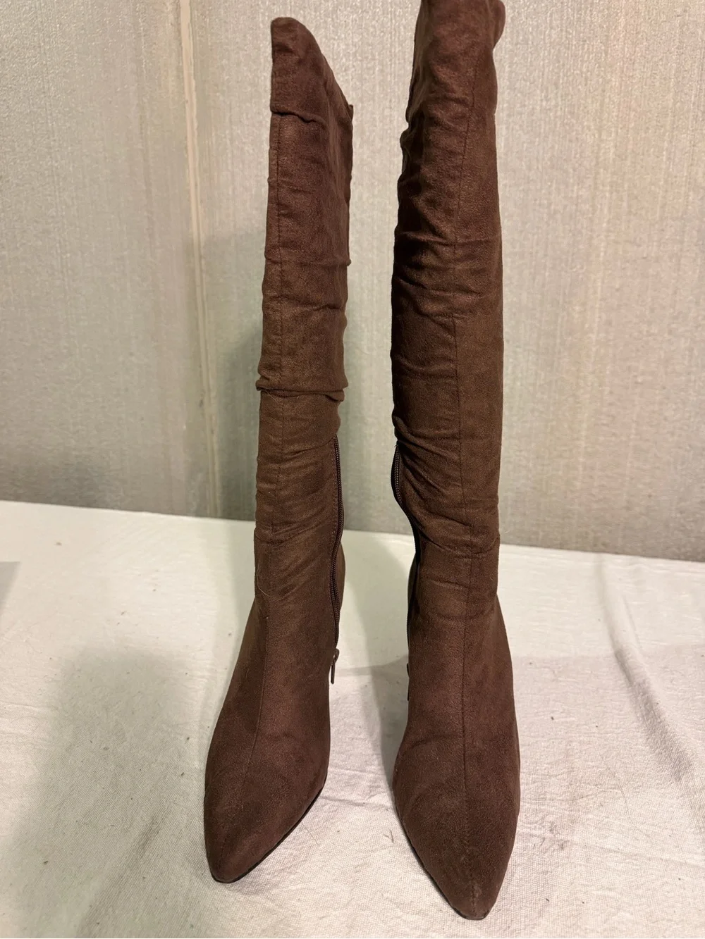 Brown Over-the-Knee Pointed Toe Women's Boots